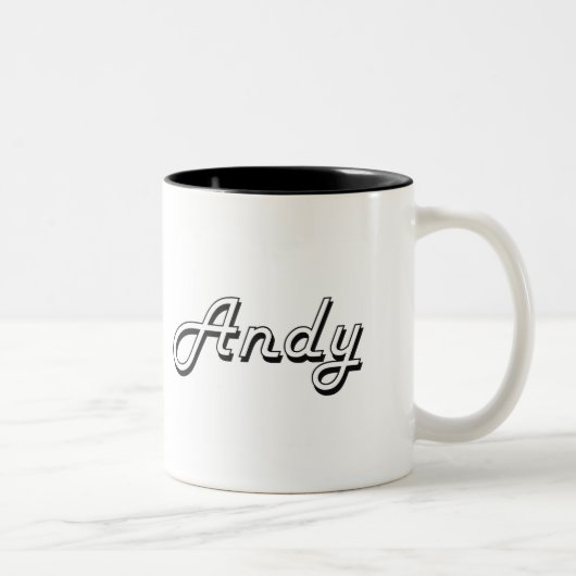 Andy Classic Retro Name Design Tweekleurige Koffiemok (Rechts)