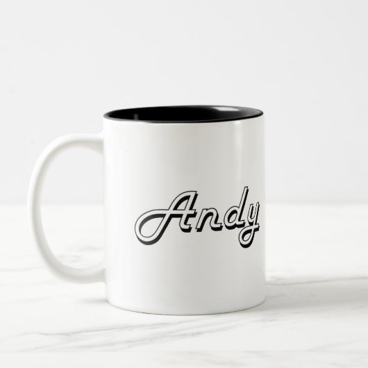 Andy Classic Retro Name Design Tweekleurige Koffiemok (Links)