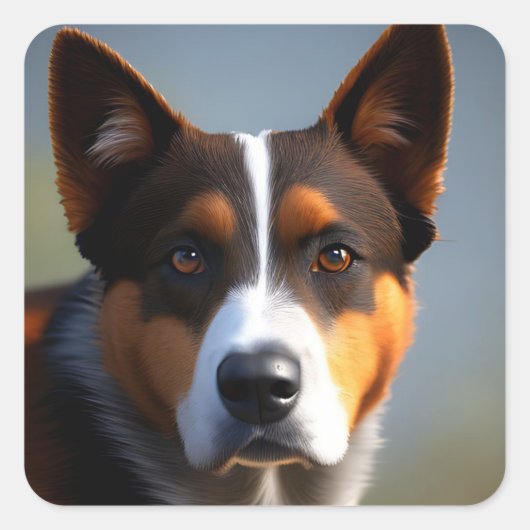 Andy de Australische blauwe heler, Vierkante Sticker (Voorkant)