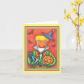 ANDY DE CANDY CORN MAN, ZWARTE KAT & JACK Blanco Kaart (Gele Bloem)