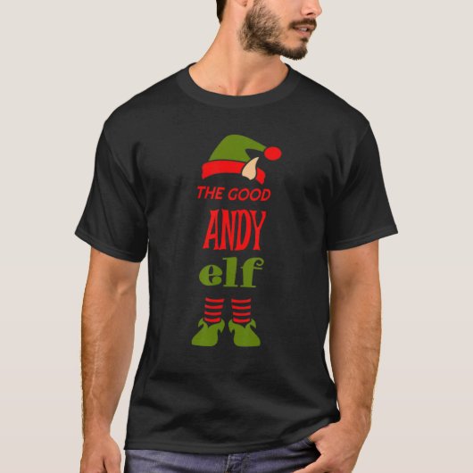ANDY Elf Leuk Kerstmis Matching Pyjama Feest T-shirt (Voorkant)