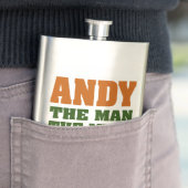 Andy, het Man, de Myth, de Legende. Heupfles (Voorbeeld)