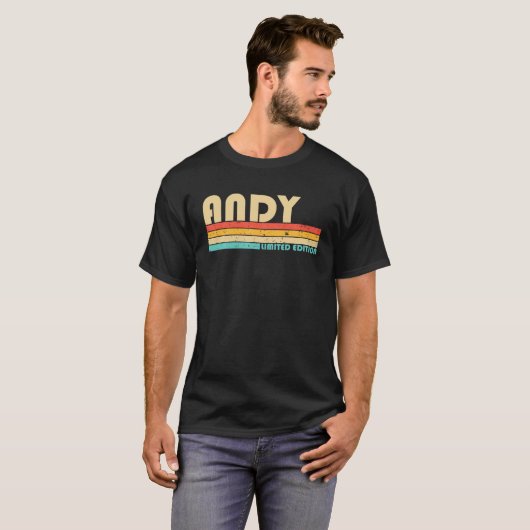 ANDY Name Personalized Funny Retro  Birthda T-shirt (Voorkant volledig)