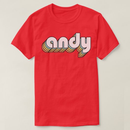 Andy Retro Rainbow Typografie Vervaagd Stijl T-shirt (Design voorkant)