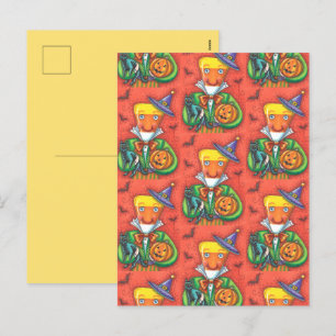 ANDY THE CANDY CORN MAN, BLACK CAT EN JACK Colorfu Feestdagenkaart