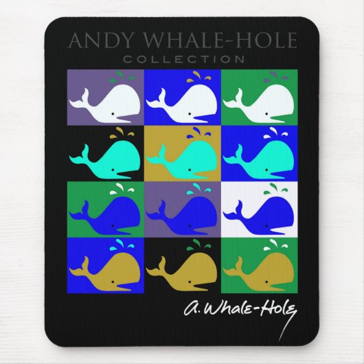 Andy Whale-Hole™_12 paneel omgekeerde kleurenmouse Muismat (Voorkant)