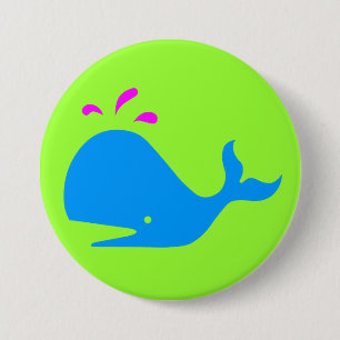 Andy Whale Singletons_aqua, magenta op groen Ronde Button 7,6 Cm