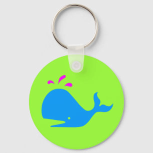 Andy Whale Singletons_aqua,magenta op groen Sleutelhanger