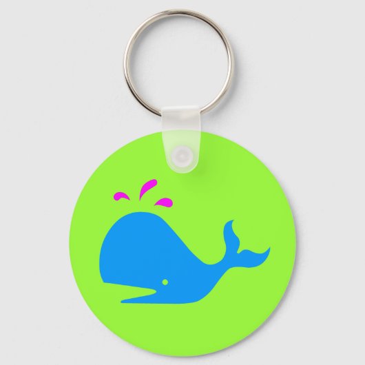 Andy Whale Singletons_aqua, magenta op groen Sleutelhanger (Voorkant)