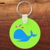 Andy Whale Singletons_aqua, magenta op groen Sleutelhanger (Voorkant)