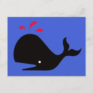 Andy Whale Singletons_black, rood op blauw Briefkaart