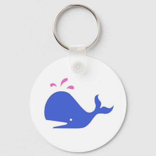 Andy Whale Singletons_blauw,roze op wit Sleutelhanger (Voorkant)