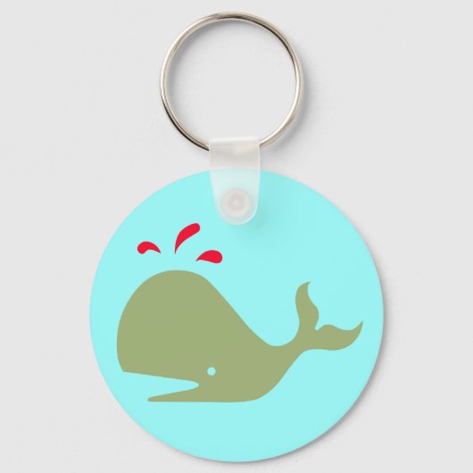 Andy Whale Singletons_groen,rood op teal Sleutelhanger (Voorkant)