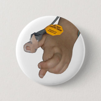Andy's hand tijdens stamcelinfusie ronde button 5,7 cm