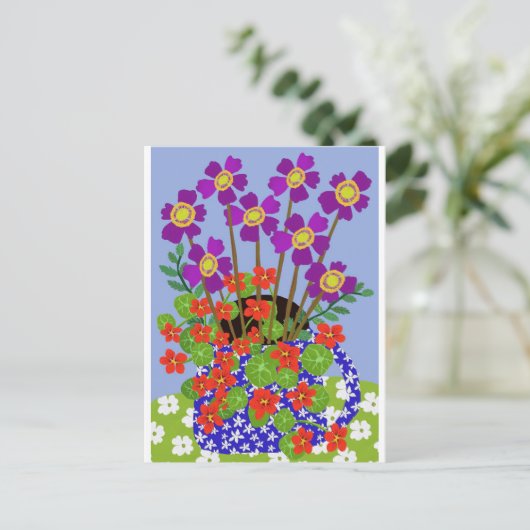 Anemon en Nasturtium Briefkaart (Staand voorkant)