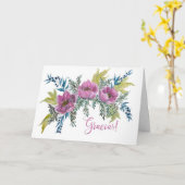 Anemonas Rosas Bonitas Gracias Agradecimiento Kaart (Gele Bloem)