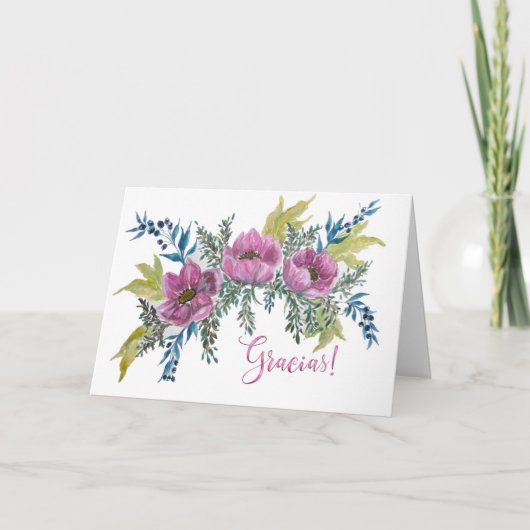 Anemonas Rosas Bonitas Gracias Agradecimiento Kaart (Voorkant)