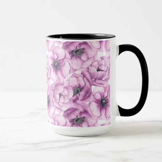 Anemonbloemen waterverf patroon mok (Rechts)