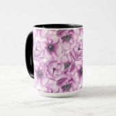 Anemonbloemen waterverf patroon mok (Voorkant links)