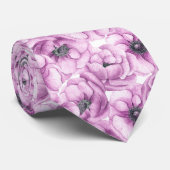 Anemonbloemen waterverf patroon stropdas (Opgerold)