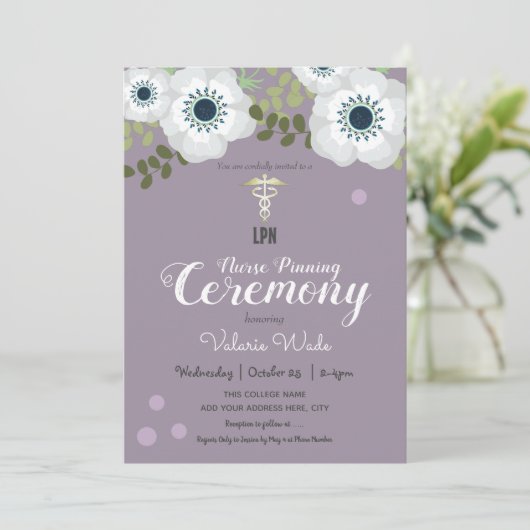 Anemone Afstuderen LPN Nurse Pinning Ceremonie Kaart (Staand voorkant)