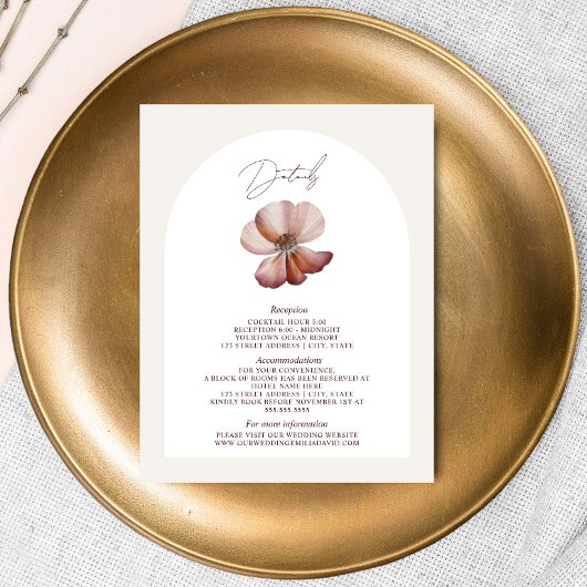 Anemone Arch Bourgondië Wedding Details Informatiekaartje