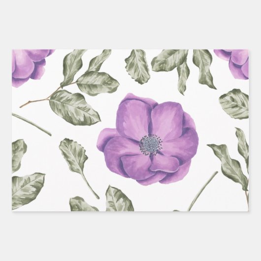 Anemone Birthday Wrapping Paper Sheets (Voorkant)