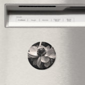 Anemone Black White Photography Round Magnet (Insitu (Vaatwasser))