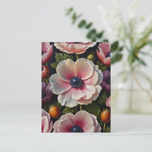 Anemone bloemen briefkaart (Staand voorkant)