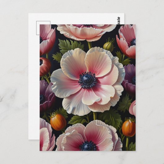 Anemone bloemen briefkaart (Voorkant / Achterkant)
