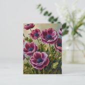 Anemone bloemen briefkaart (Staand voorkant)