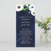 Anemone Bloemen Navy Blauw Bruiloft Programmakaart (Staand voorkant)