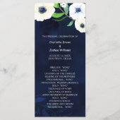 Anemone Bloemen Navy Blauw Bruiloft Programmakaart (Voorkant)