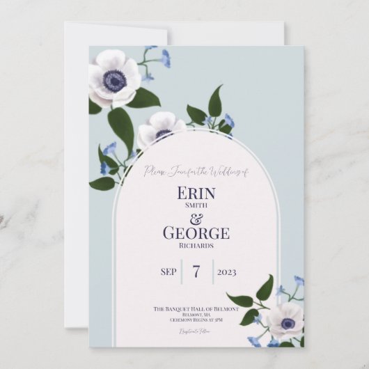 Anemone & blue delphinium 5x7 Weddenschap Kaart (Voorkant)