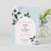 Anemone & blue delphinium 5x7 Weddenschap Kaart (Staand voorkant)