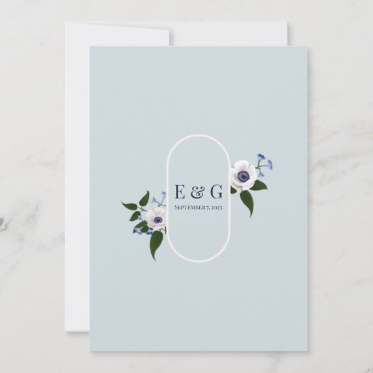 Anemone & blue delphinium 5x7 Weddenschap Kaart (Achterkant)