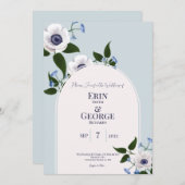 Anemone & blue delphinium 5x7 Weddenschap Kaart (Voorkant / Achterkant)