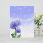 Anemone Blue Linen Stationery (Staand voorkant)