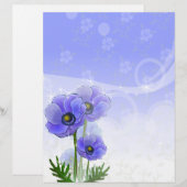 Anemone Blue Linen Stationery (Voorkant / Achterkant)