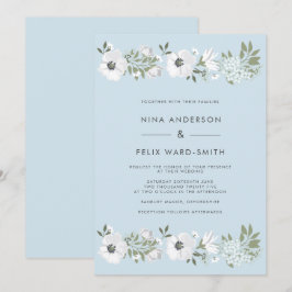  Anemone Blue Wedding Kaart