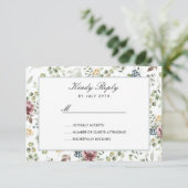 Anemone Blush Blauw Grijs Bloemen Bruiloft RSVP (Staand voorkant)