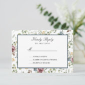 Anemone Blush Blauwe chique bloemen Bruiloft RSVP (Staand voorkant)