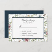 Anemone Blush Blauwe chique bloemen Bruiloft RSVP (Voorkant / Achterkant)