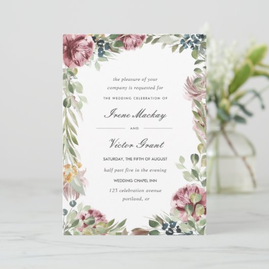 Anemone Blush | Blauwe Romantische Botanische Brui Kaart (Staand voorkant)