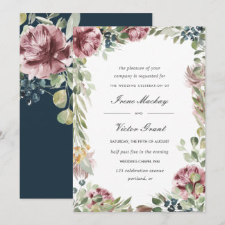 Anemone Blush | Blauwe Romantische Botanische Brui Kaart