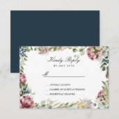 Anemone Blush Blue chic flower lijst Weddenschap R RSVP Kaartje (Voorkant / Achterkant)