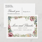 Anemone Blush Floral Chic Post BRUILOFT dank u Aankondigingskaart (Voorkant / Achterkant)