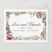 Anemone Blush Floral Chic Post BRUILOFT dank u Aankondigingskaart (Voorkant)