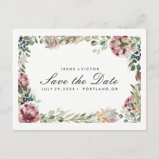 Anemone Blush | Floral Chic WEDDING bewaar de datu Aankondigingskaart (Voorkant)