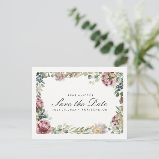 Anemone Blush | Floral Chic WEDDING bewaar de datu Aankondigingskaart (Staand voorkant)